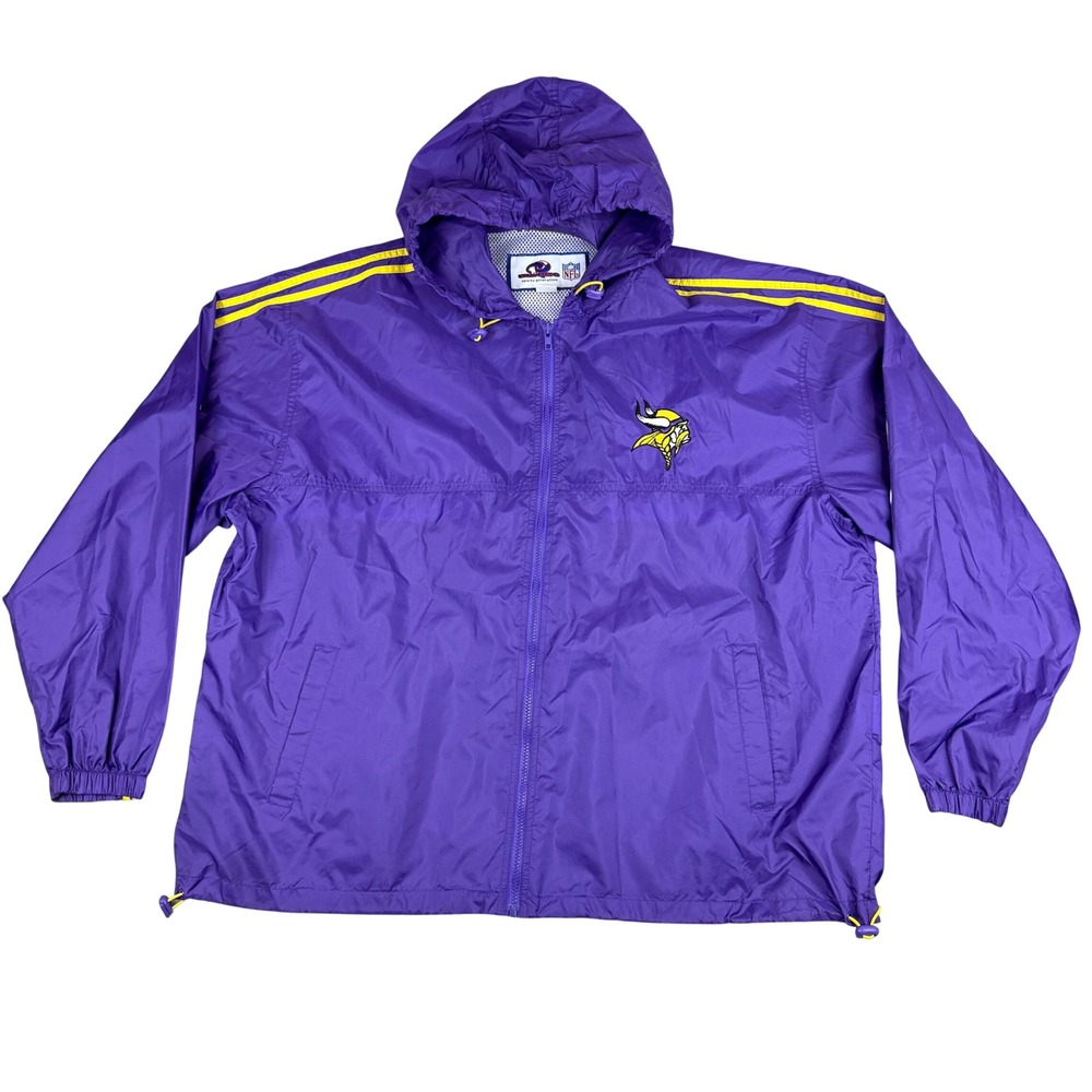 Vintage Unique NFL Minnesota Vikings Track Jacket Men XXL Purple Windbreaker Y2K